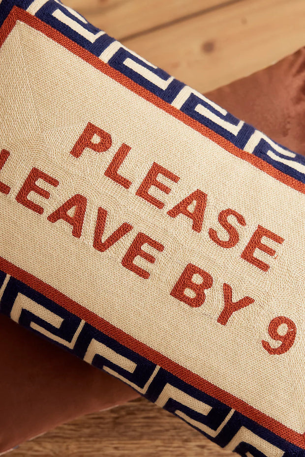 Rectangle Needlepoint Cushion - Please Leave By 9