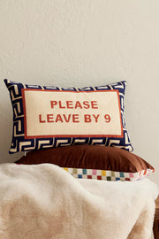 Rectangle Needlepoint Cushion - Please Leave By 9