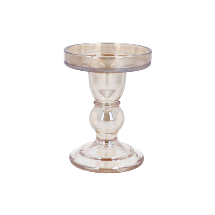 Glass Dual Candlestick - Gold Lustre