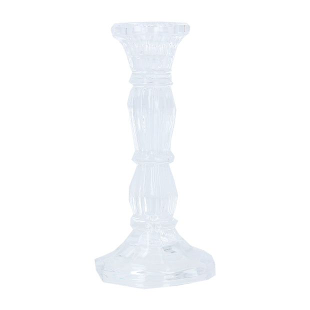 Glass Moulded Candlestick - Clear