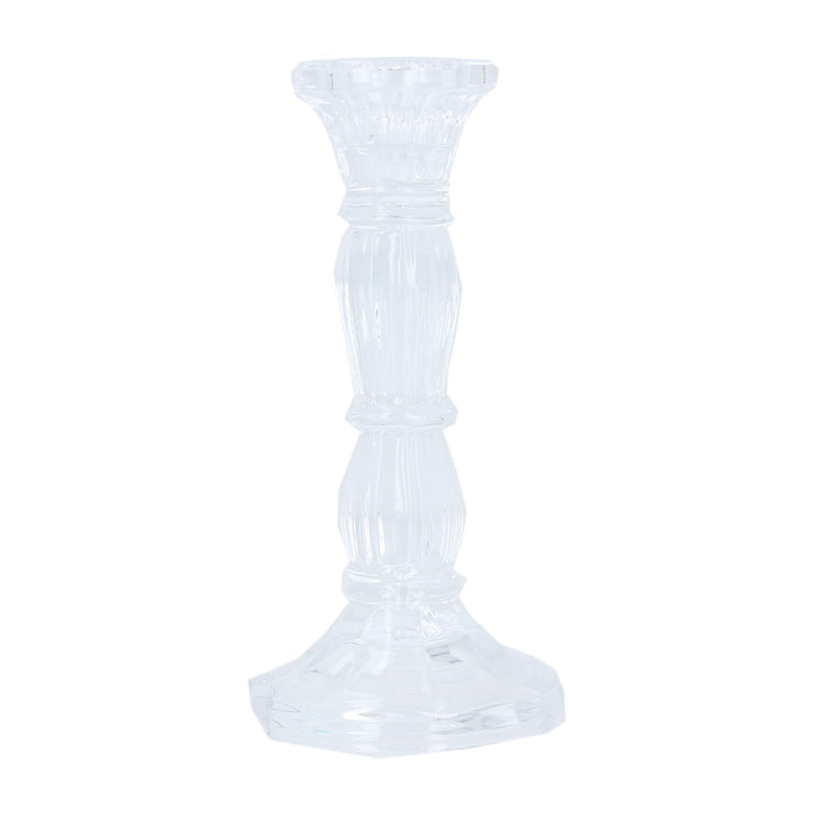 Glass Moulded Candlestick - Clear