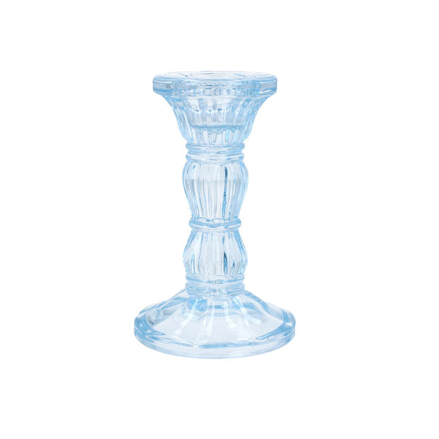 Blue Glass Candlestick Holder Small
