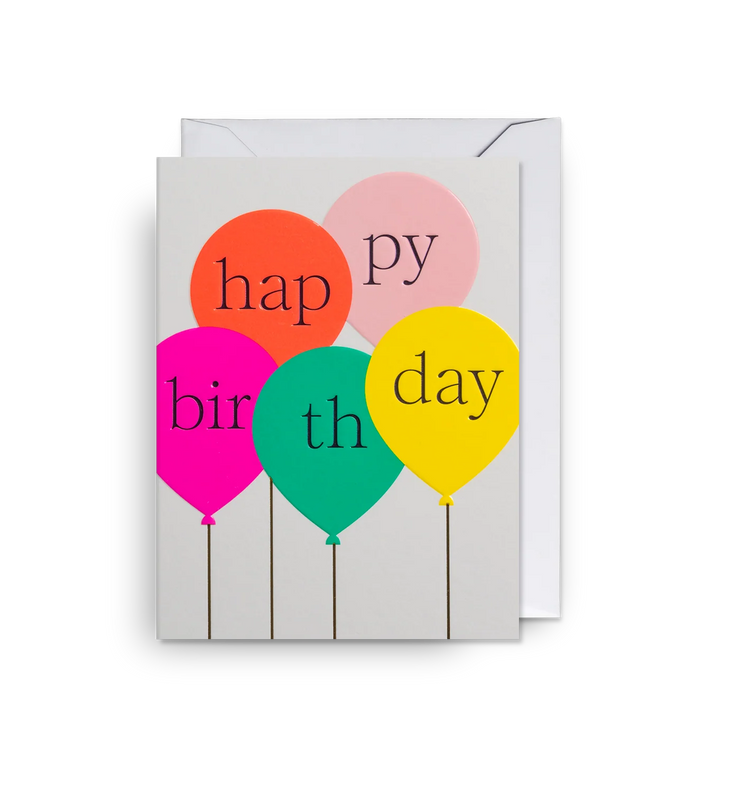 Mini Happy Birthday Neon Balloons Card