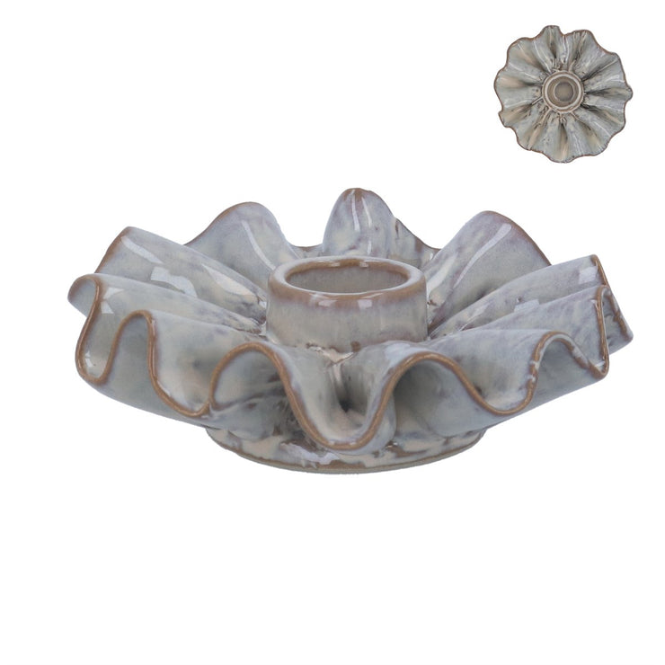 Taupe Frill Porcelain Candle Holder