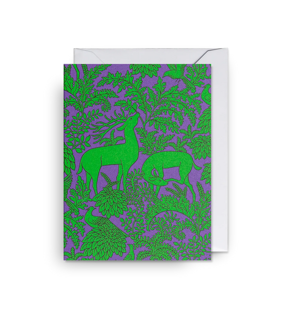 Mini Balmoral Violet Deer Card