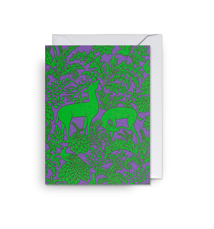 Mini Balmoral Violet Deer Card