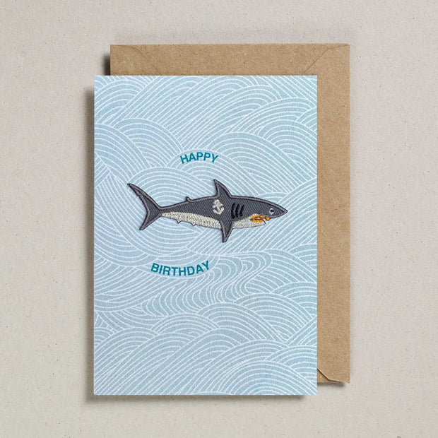 Petra Boase Iron On Charm Card - Happy Birthday Shark