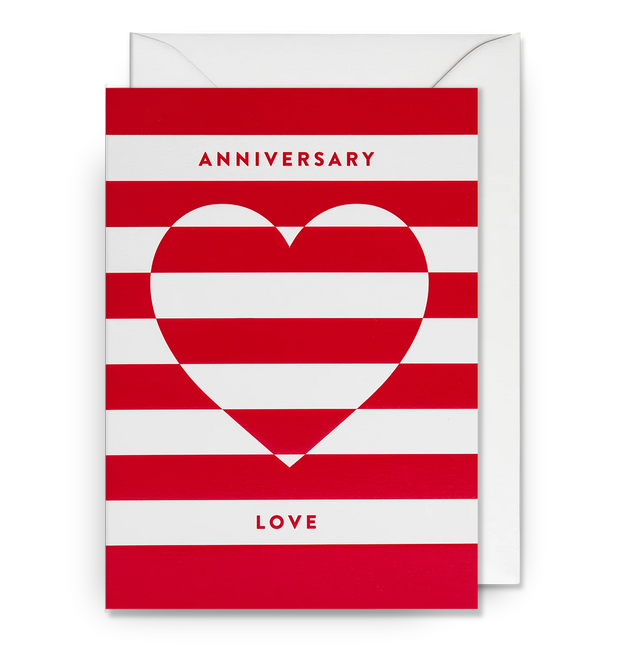 Striped Love Heart Anniversary Card