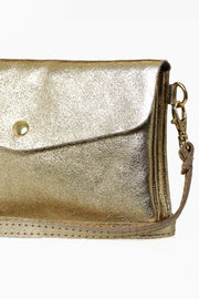 Leather Envelope Clutch - Gold