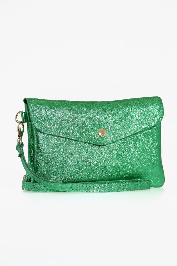 Brooke Clutch Bag - Bright Green Metallic