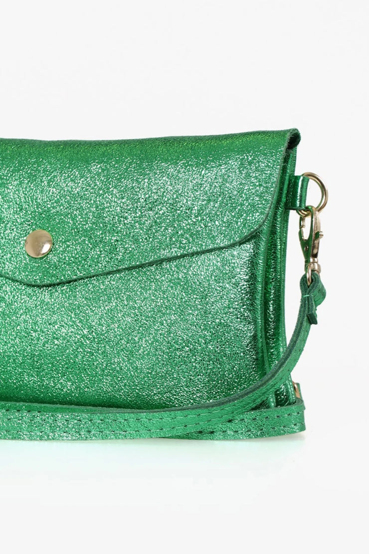 Brooke Clutch Bag - Bright Green Metallic