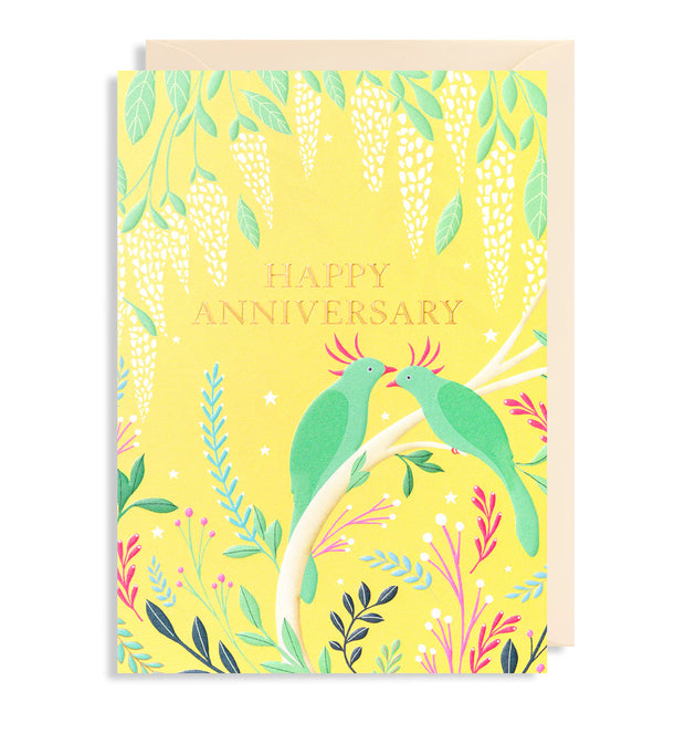 Happy Anniversary Exotic Lovebirds Card