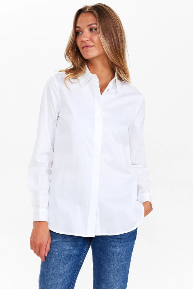 Nuhelena Long Loose Fit White Shirt