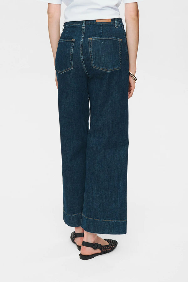 Numph Nuparis Cropped Jeans - Dark Blue Denim
