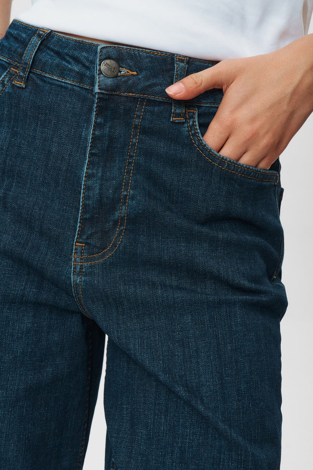 Numph Nuparis Cropped Jeans - Dark Blue Denim