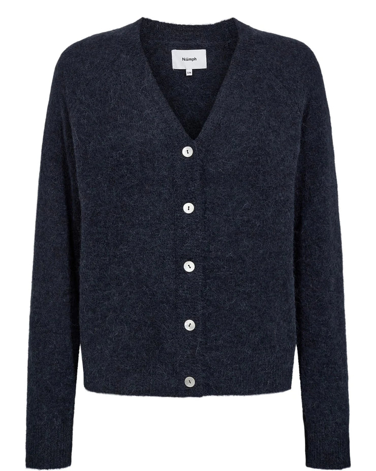 Numph Nuriette V Neck Dark Blue Cardigan