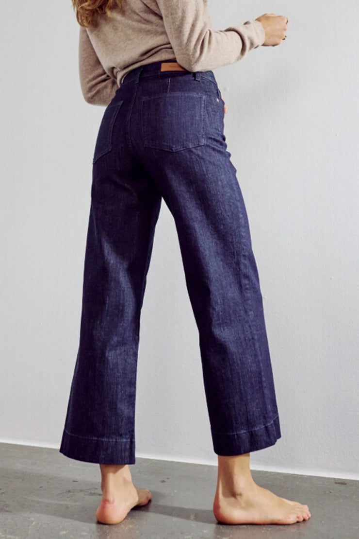 Numph Nuparis Cropped Jeans - Dark Blue Denim