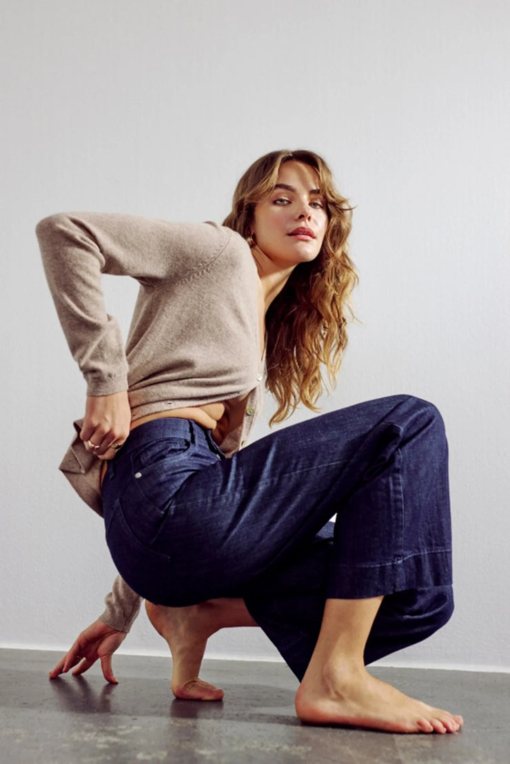 Numph Nuparis Cropped Jeans - Dark Blue Denim