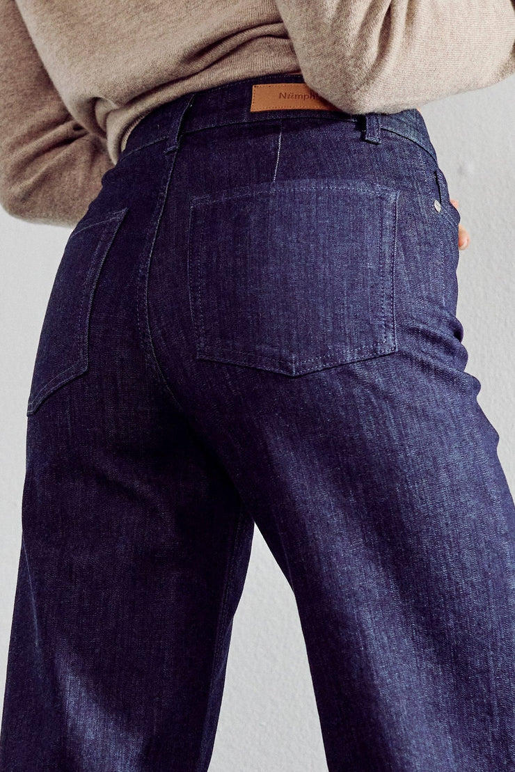 Numph Nuparis Cropped Jeans - Dark Blue Denim
