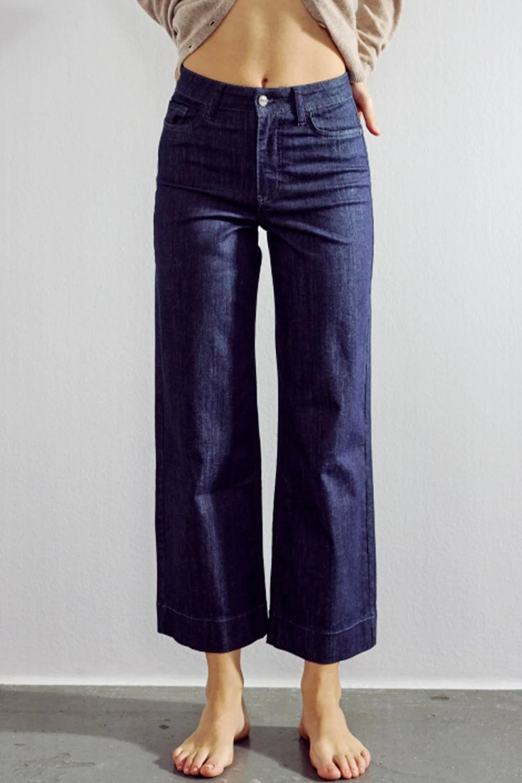 Numph Nuparis Cropped Jeans - Dark Blue Denim