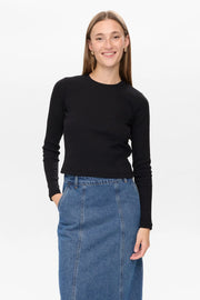 Numph Nuriley Long Sleeved Tee - Caviar