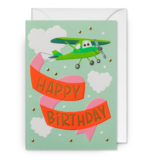 Happy Birthday Plane Banner Card