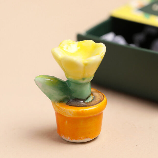 Tiny Matchbox Ceramic Tokens - Flower Pot