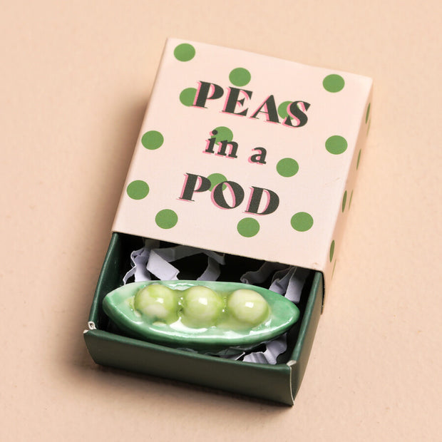 Tiny Matchbox Ceramic Tokens - Peas in a Pod
