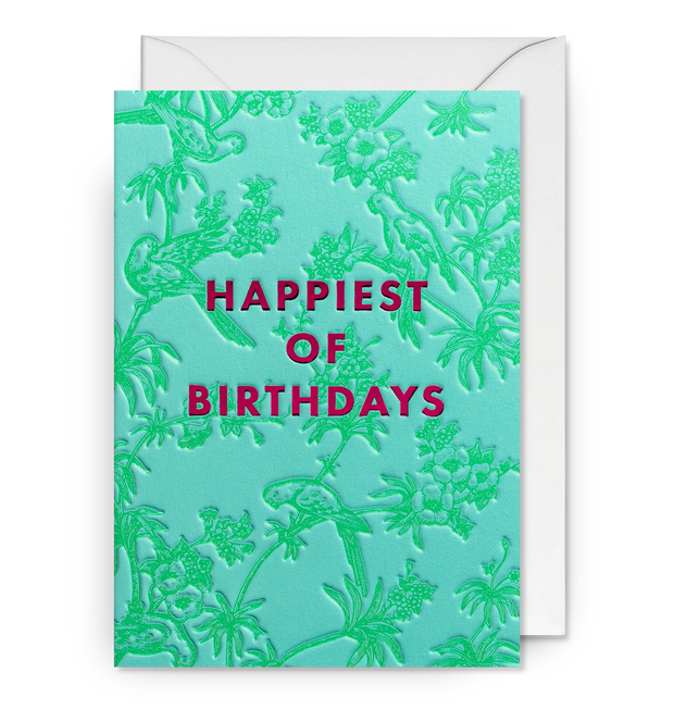 Parakeets Happiest of Birthdays Card