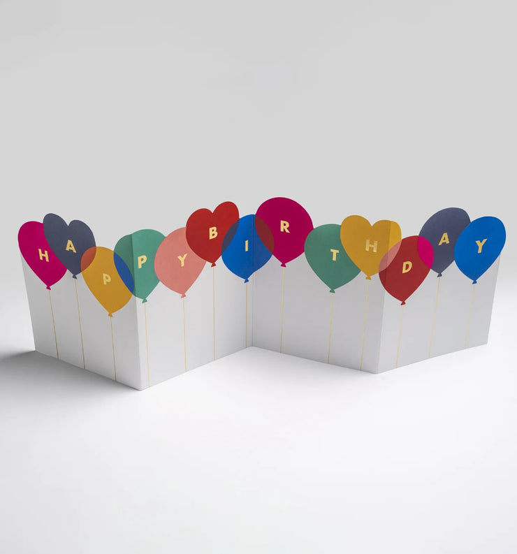 Happy Birthday Balloons Fold Out Concertina Card