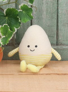 Fabric Shelf Sitter - Yellow Egg With Striped Legs