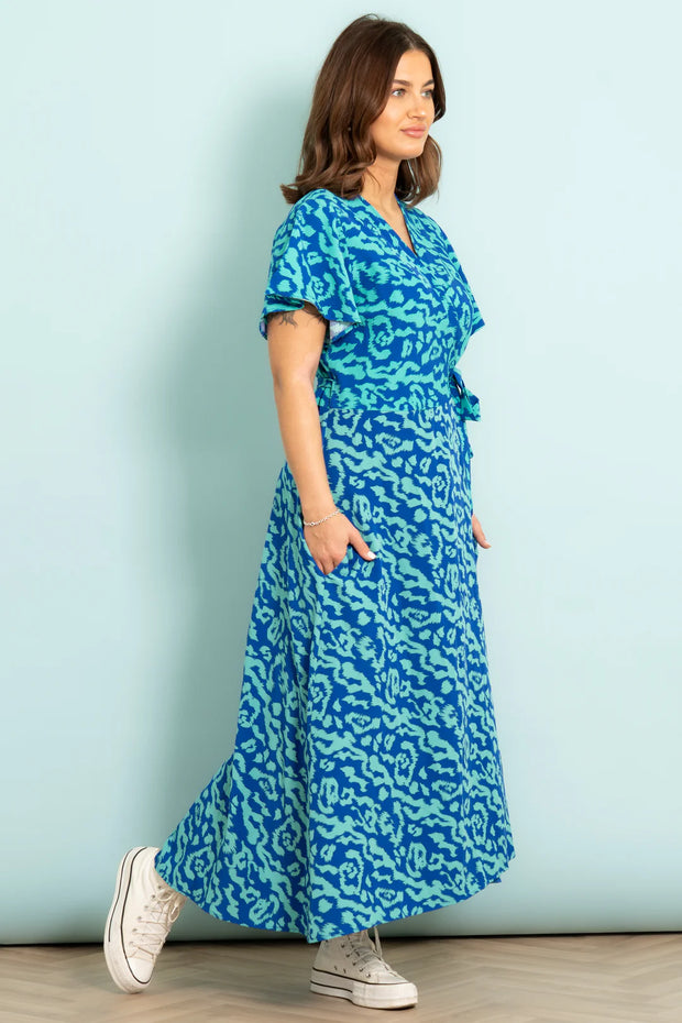 Addie Blue Wrap Dress