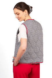 Noa Quilted Gilet - Black & White Gingham