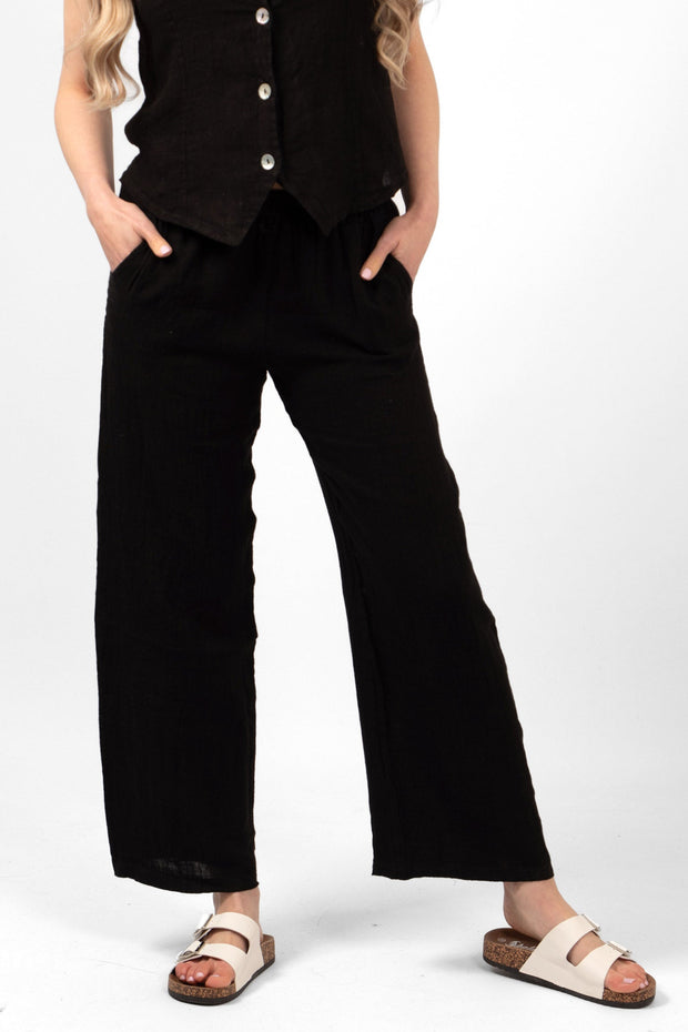 Bennett Italian Linen Trousers - Black