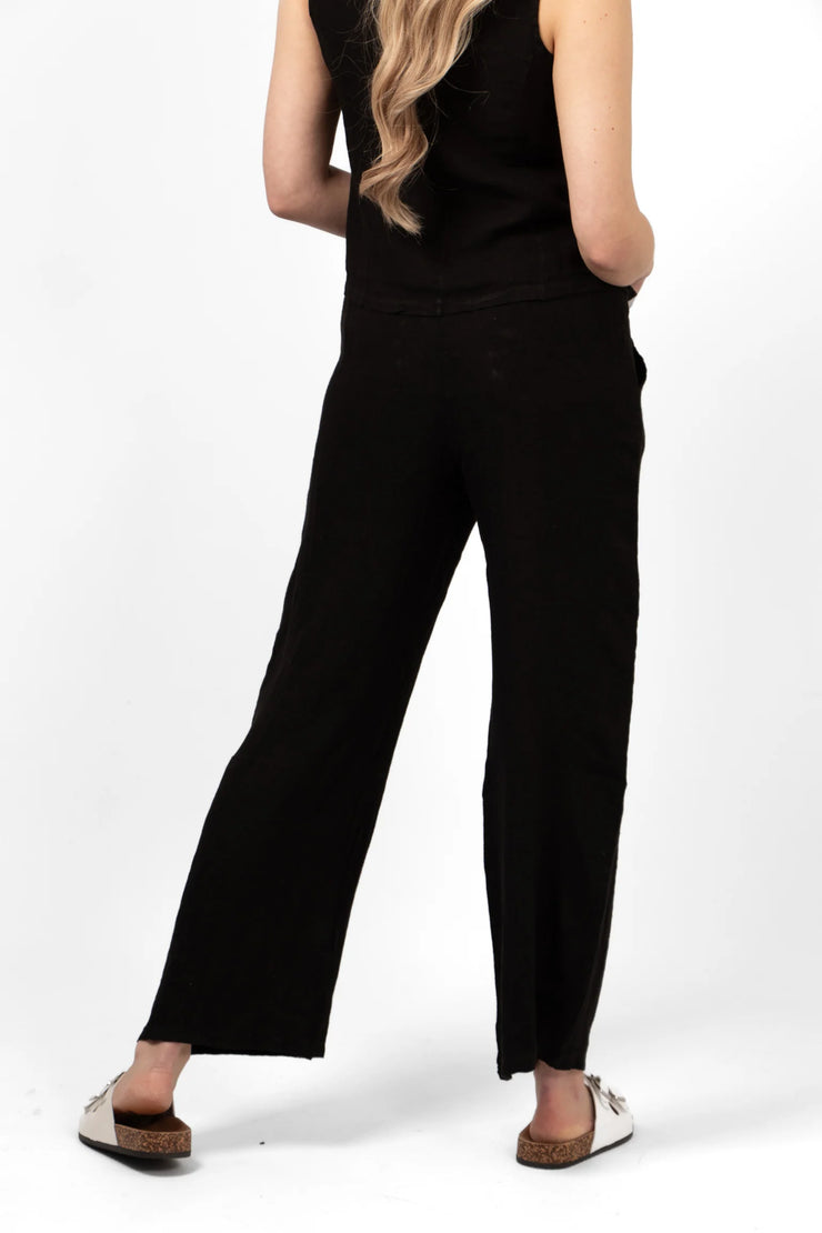 Bennett Italian Linen Trousers - Black