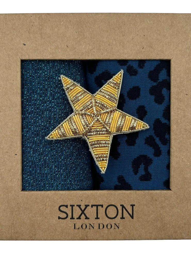 Sixton London Denim Sock Due with Star Pin