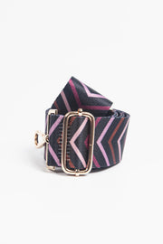 Wide Chevron Bag Strap - Black & Pink