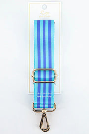 Two Tone Alternating Stripe Bag Strap in Aqua & Blue