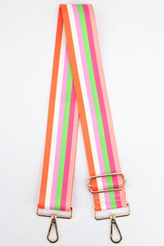 Wide Multi Stripe Bag Strap in Pink & Lime
