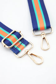 Contrasting Colourblock Striped Bag Strap in Orange & Navy
