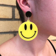 HollyHocks Yellow Smiley Face Earrings