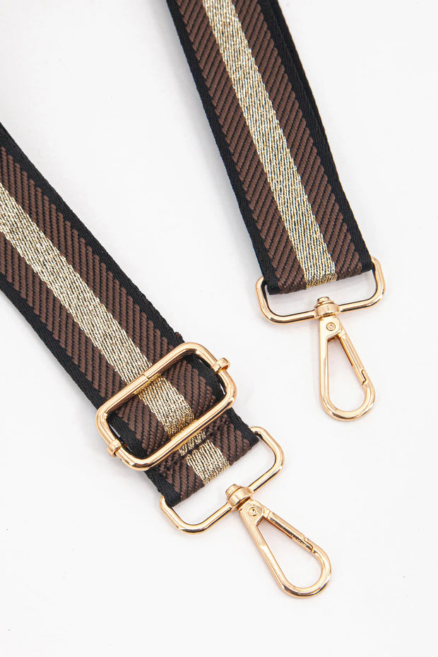 Cailean Woven Bag Strap - Tan Glitter Stripe