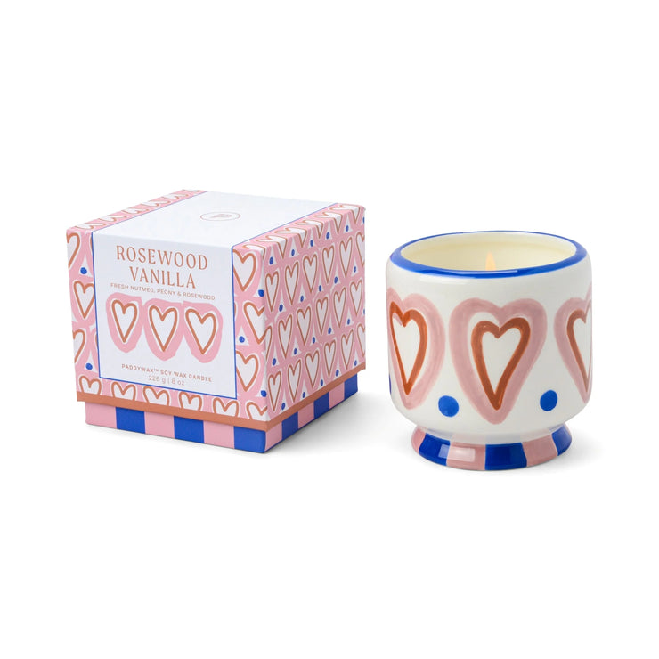 A Dopo Ceramic Candle - Hearts, Rosewood & Vanilla