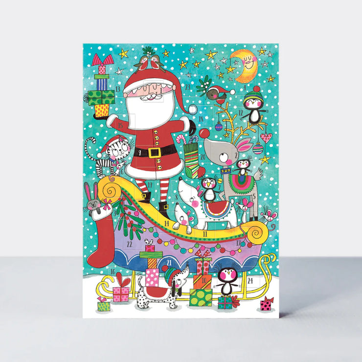 Advent Calendar Card - Santa On A Sleigh