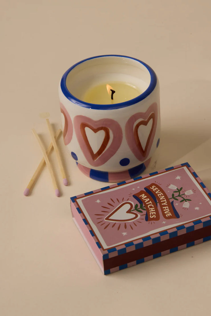 A Dopo Ceramic Candle - Hearts, Rosewood & Vanilla