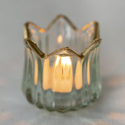 Decorative Glass Tea Light Holder with Gold Rim