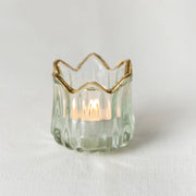 Decorative Glass Tea Light Holder with Gold Rim