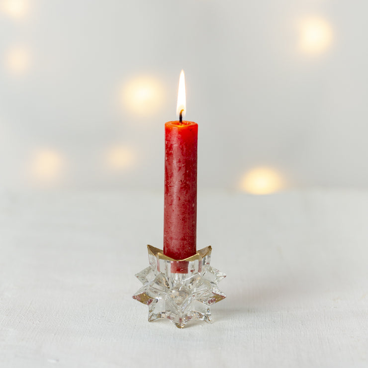 Star Glass Candle Holder with Gold Rim