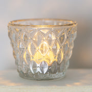 Diamond Tea Light Holder with Gold Rim - Small