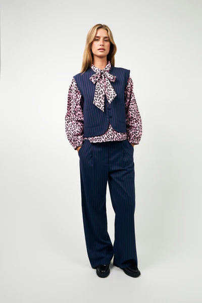 Lollys Laundrey Abbey Pinstripe Navy Waistcoat